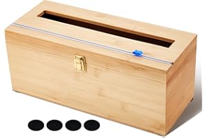 Colingmill 1 Pack 12 Inch Extra Large Foil and Plastic Wrap Organizer with Cutter, Bamboo Wrap Organizer Holder Holds 3000ft Film Rolls or 500ft-1000ft Foil Rolls for Restaurant Kitchen Food Service