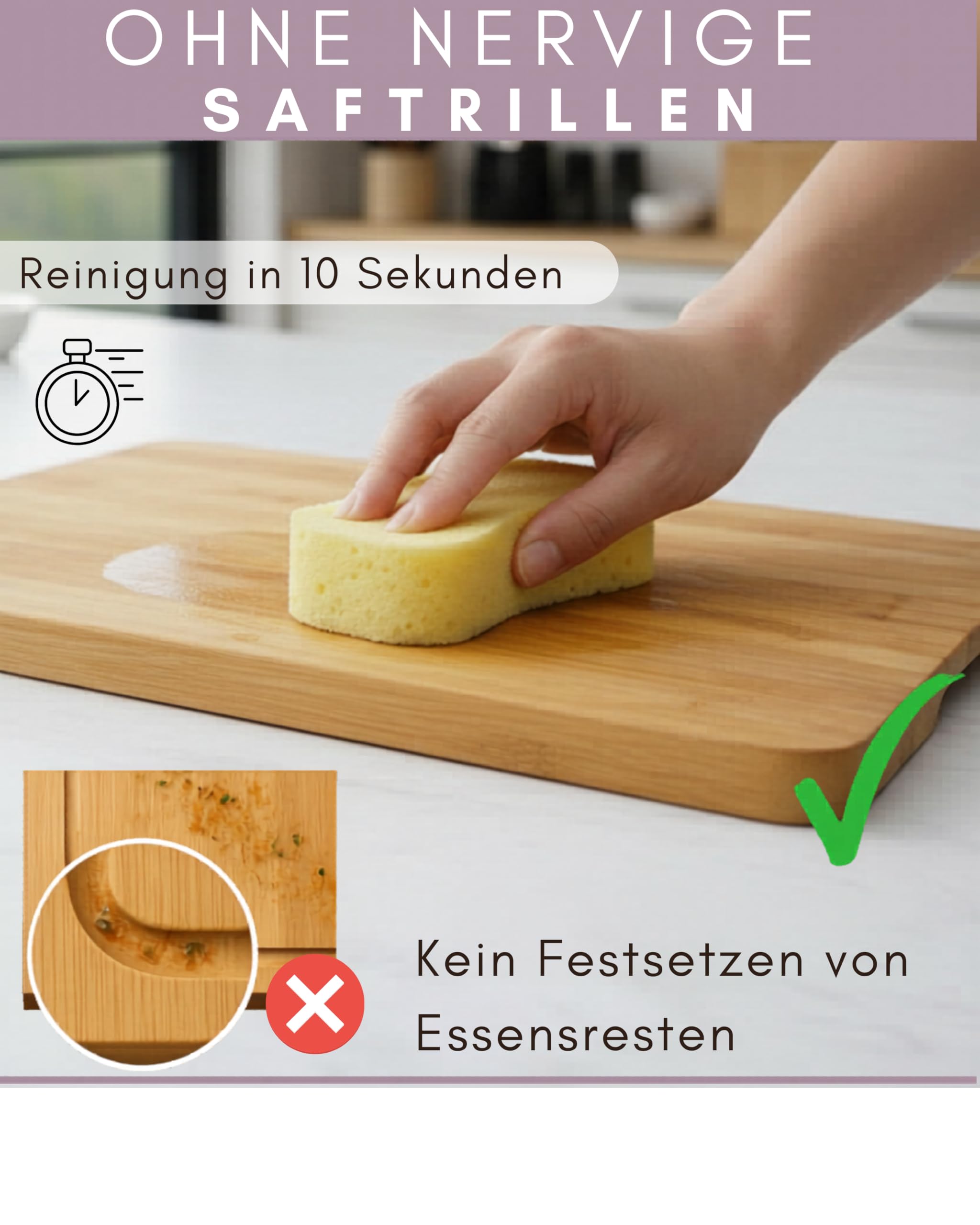 Gutherz® Bambus Schneidebrett aus Holz - 3er Set- Natürlich- ohne Lack | Antibakteriell | 38x25 / 30x20/ 22x15 | Vorgeölt- Sofort Einsatzbereit, Langlebig & Messerfreundlich| Holzbrett 1,5 cm Dick 5