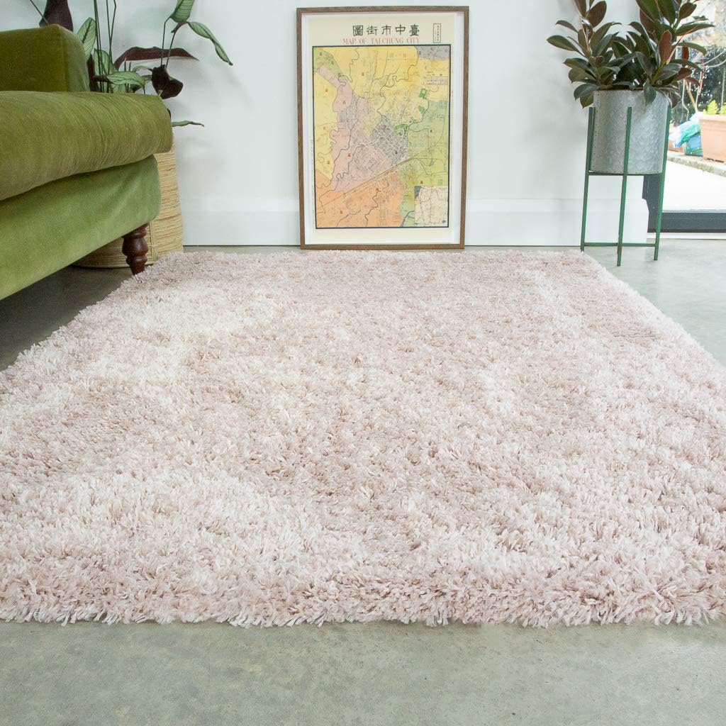 Pink Thick Shaggy Rug Blush Modern Durable Super Soft Fluffy Shag Rugs