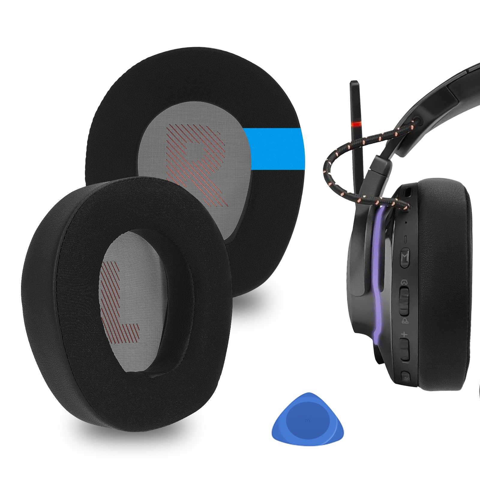 Geekria Sport Cooling-Gel Replacement Ear Pads for JBL Quantum 800 Wireless Headphones Ear Cushions, Repair Parts (Black)