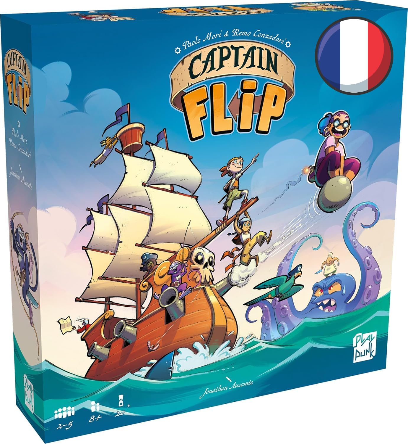 Asmodee Play Punk Captain Flip - Board Games - Strategy Games - Game for Adults and Children from 8 Years - 2 to 5 Players - French Version