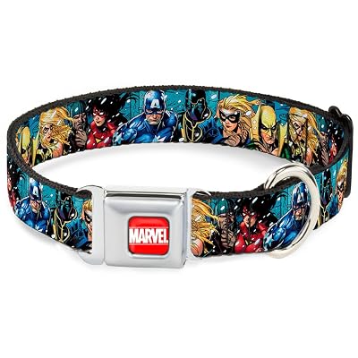 Buckle-Down Hundehalsband Aus Sicherheitsgurt-Material – Grateful Dead 'Steal Your Face' Design – 1,5 Zoll Breit, Für Halsumfang 18-32 Zoll