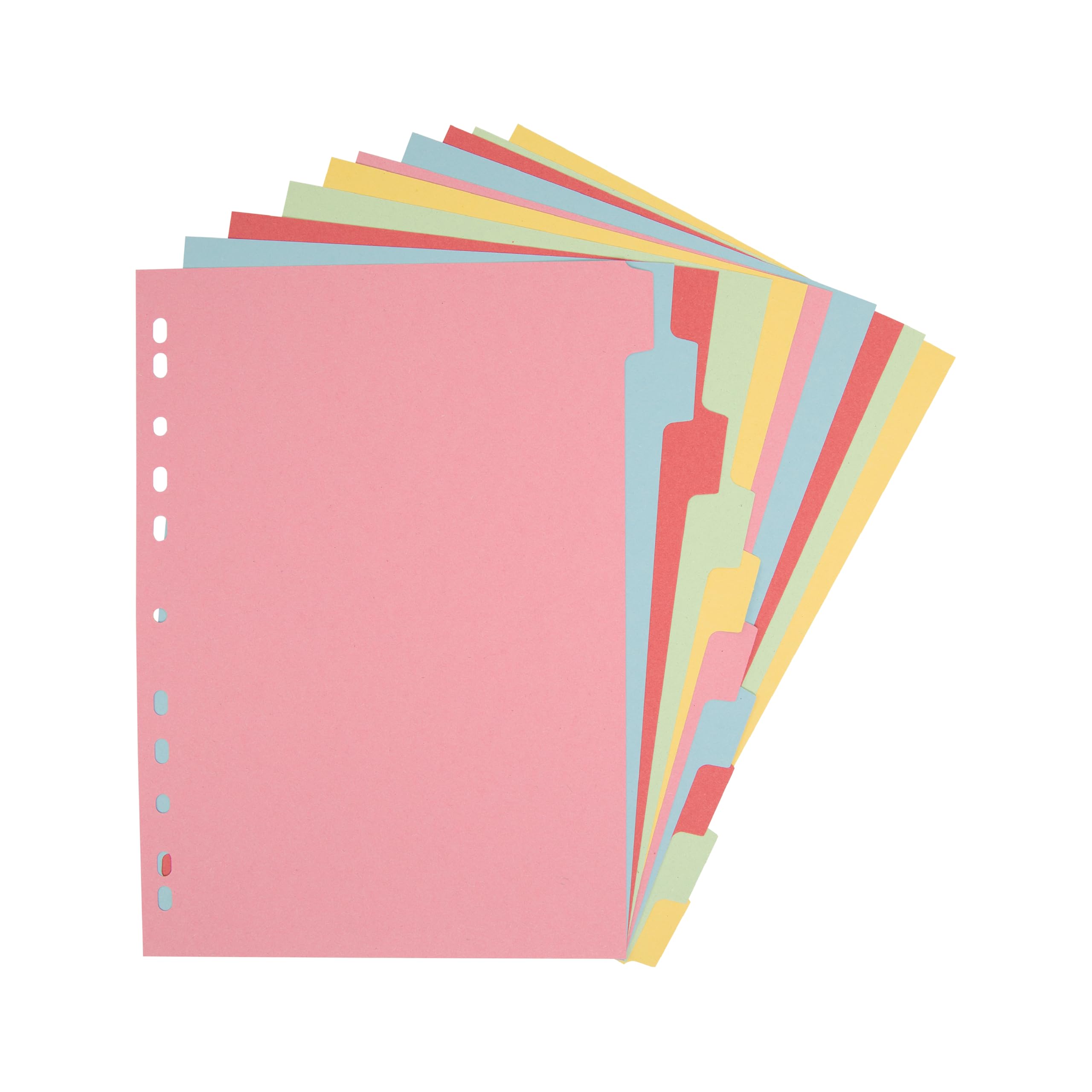 Elba A4 10-Part Card Dividers – Assorted Colours, Multi-Punched, 240gsm Recyclable Manilla