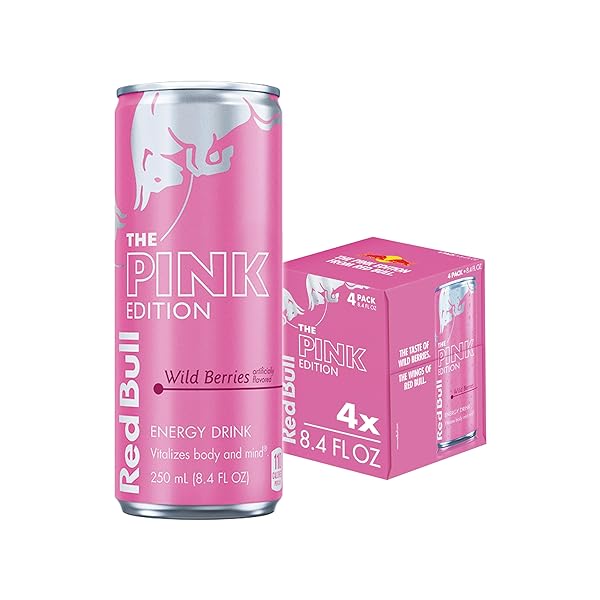 RED BULL WILD BERRIES, PINK EDITION, WITH 80MG CAFFEINE PLUS TAURINE & B VITAMINS, 8.4 FL OZ, PACK OF 4 CANS
