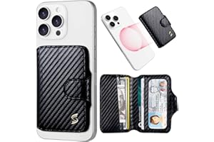 Samgg for Magsafe Wallet Magnetic Phone Wallet Card Holder for iPhone 16 15 14 13 12 Pro Max Plus, 5 Slots RFID Blocking, Strong Magnet, Luxury Leather Mag Safe Wallet for Apple for Women Men, Black