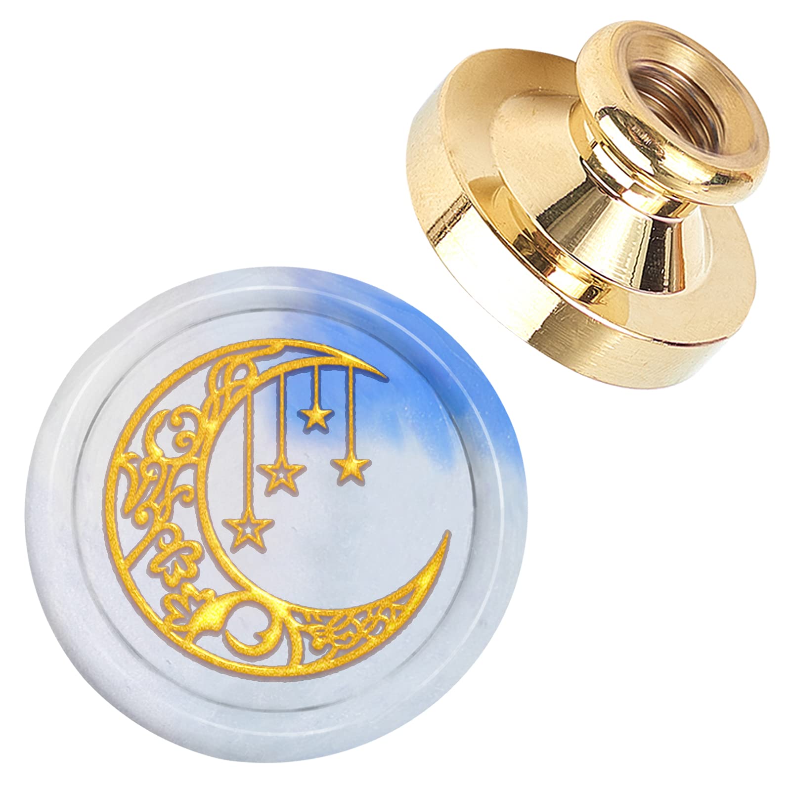 CRASPIRE Wax Seal Stamp Head Moon and Stars Removable Sealing Brass Stamp Head for Creative Gift Envelopes Invitations Cards Decoration