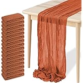 16 Pack Cheesecloth Table Runners 20" x 120", Boho Gauze Table Decor for Wedding, Bridal Shower, Birthday Party, Long Romantic Runner(Terracotta)