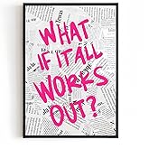 What If It All Works Out Wall Art Canvas – Trendy Newspaper Style Poster Print – Inspirational Quote – Motivational Wall Decor for Bedroom, Dorm, Office – Unframed