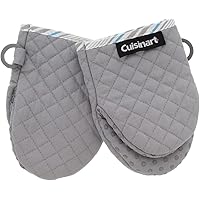 Cuisinart Silicone Mini Oven Mitts, 2pk - Heat Resistant Gloves with Non-Slip Grip, Hang Loop - Little Oven Gloves Ideal…