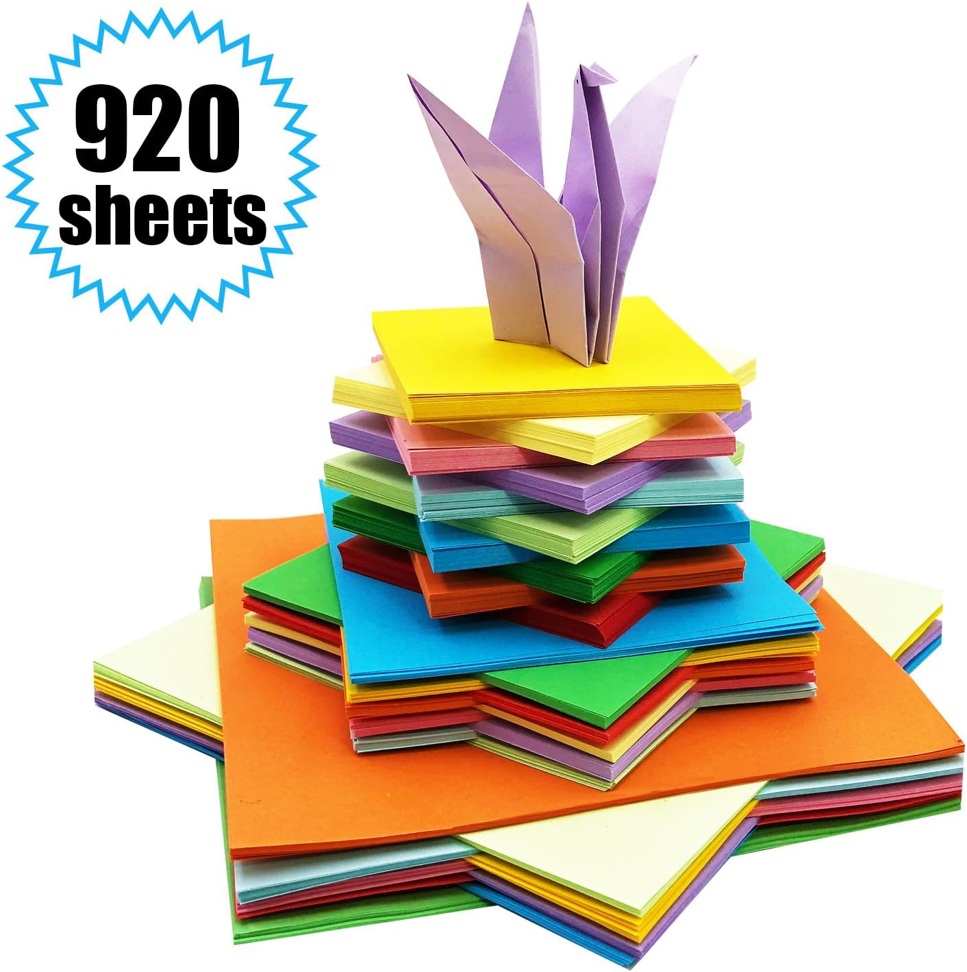 Origami Paper - Coloured Paper for Origami Double Sided Origami Paper Square 920 Sheets Multiple Colours And Sizes Origami For Kids Arts And DIY Projects