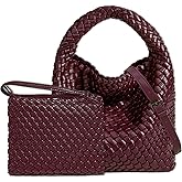 JINMANXUE Small Woven Bag for Women Cute Hobo Tote Handbag Mini Clutch Purse Vegan Leather Crossbody Shoulder Handmade Bags