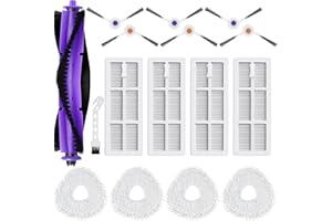 BUXEBUX 16 Pack Replacement Parts for Narwal Freo Robot Vacuum Cleaner Spare Accessories Kit, 1 Main Roller Brush, 4 Hepa Filters, 4 Mop Pads, 6 Side Brush, 1 Clean Tool.