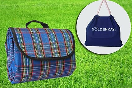 GOLDENKAYI Picknickdecke Matte Blaue und Rote Streifen