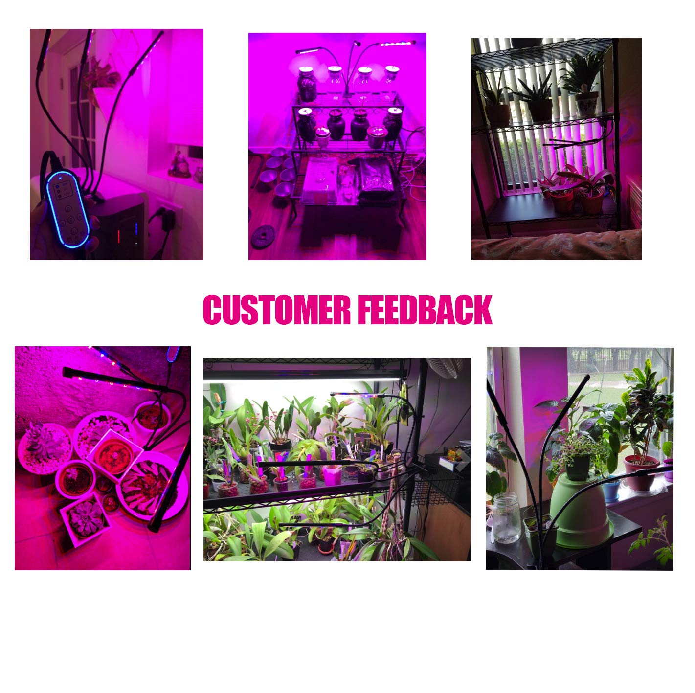 Plant Grow Lights, 24W Grow Light for Indoor Plants, Auto Turn ON&Off Every Day, 8 Dimmable Levels,4/8/12H Memory Timing, 360°Adjustable Gooseneck for Greenhouse Hydroponics Gardening by Elivern