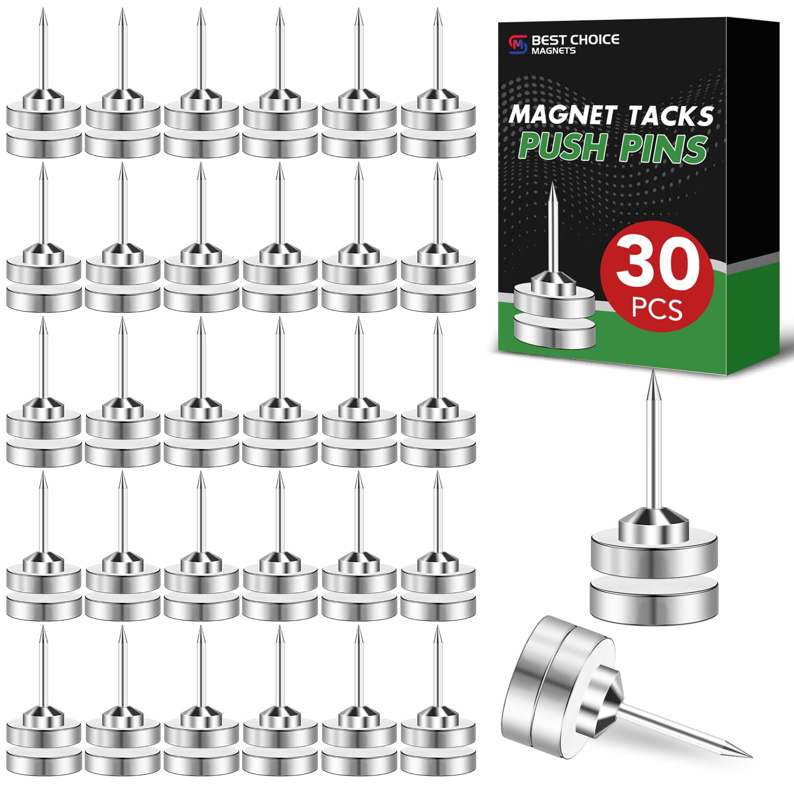 Photo 1 of 30 Pack Magnetic Pushpin, Magnetic Clips Magnet Thumb Tacks Magnet Tacks Push Pins for Cork Board Wall Bulletin Board Photo Wall