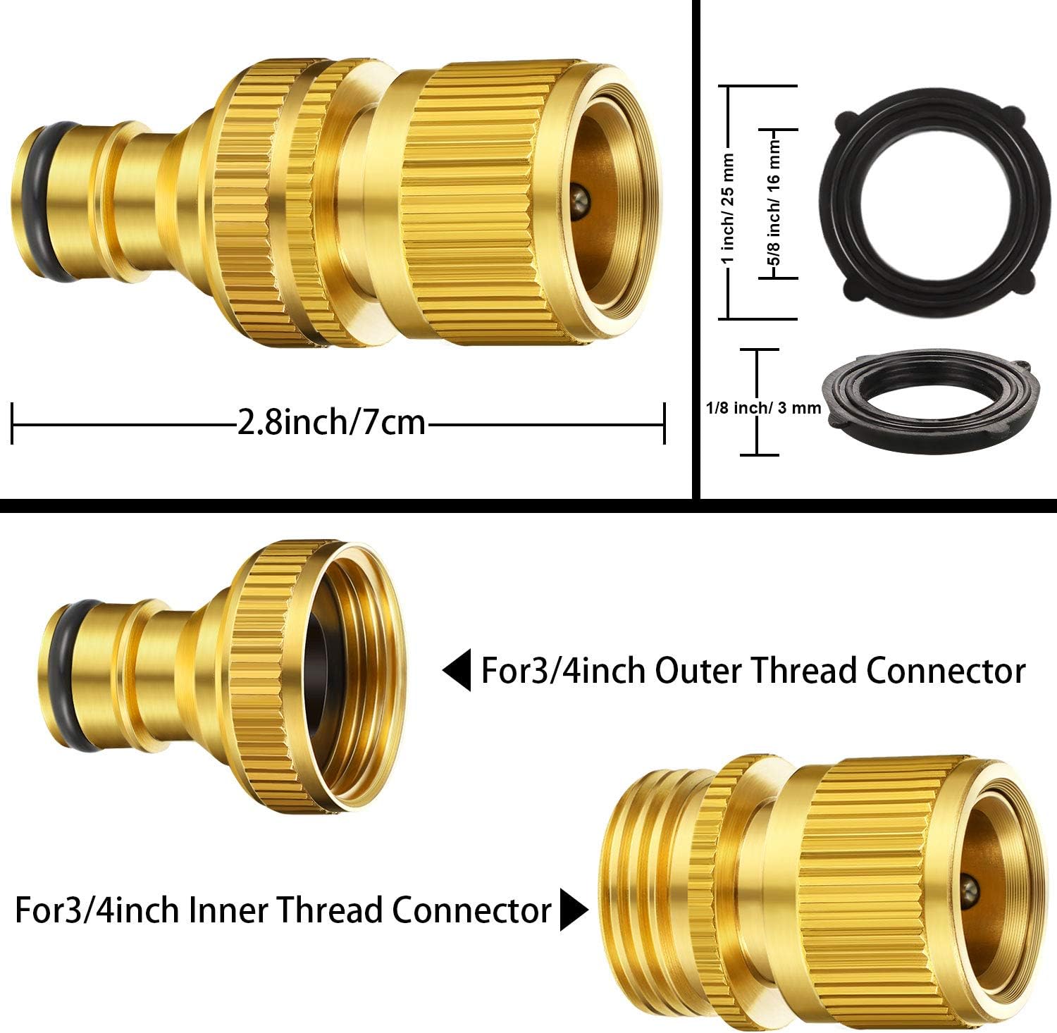 3/4 Inch Brass Garden Hose Connector Female Male Quick Connector Water