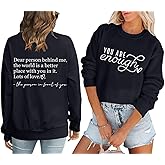 Sulayesh You Are Enough Sweatshirts for Women Dear Person Behind Me Hoodie Mental Health Inspirational Shirts Pullover Tops