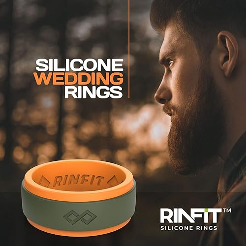 Rinfit Silicone Rings for Men 9mm Wide, 2mm Thick Mens Rubber