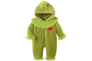 Ayalinggo Baby Green Monster Costume Newborn Infant Long Sleeve Hoodie Romper Jumpsuit My First Halloween Christmas Outfits
