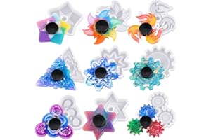 NiArt Fidget Finger Spinner DIY Epoxy Resin Casting Silicone Mold Kit 9 Molds with 10 Bearings Set,Stress Reliever Hand Fidget Toy Gifts for Kids and Adults Art Crafts Home Decorations Jewelry (Set D)