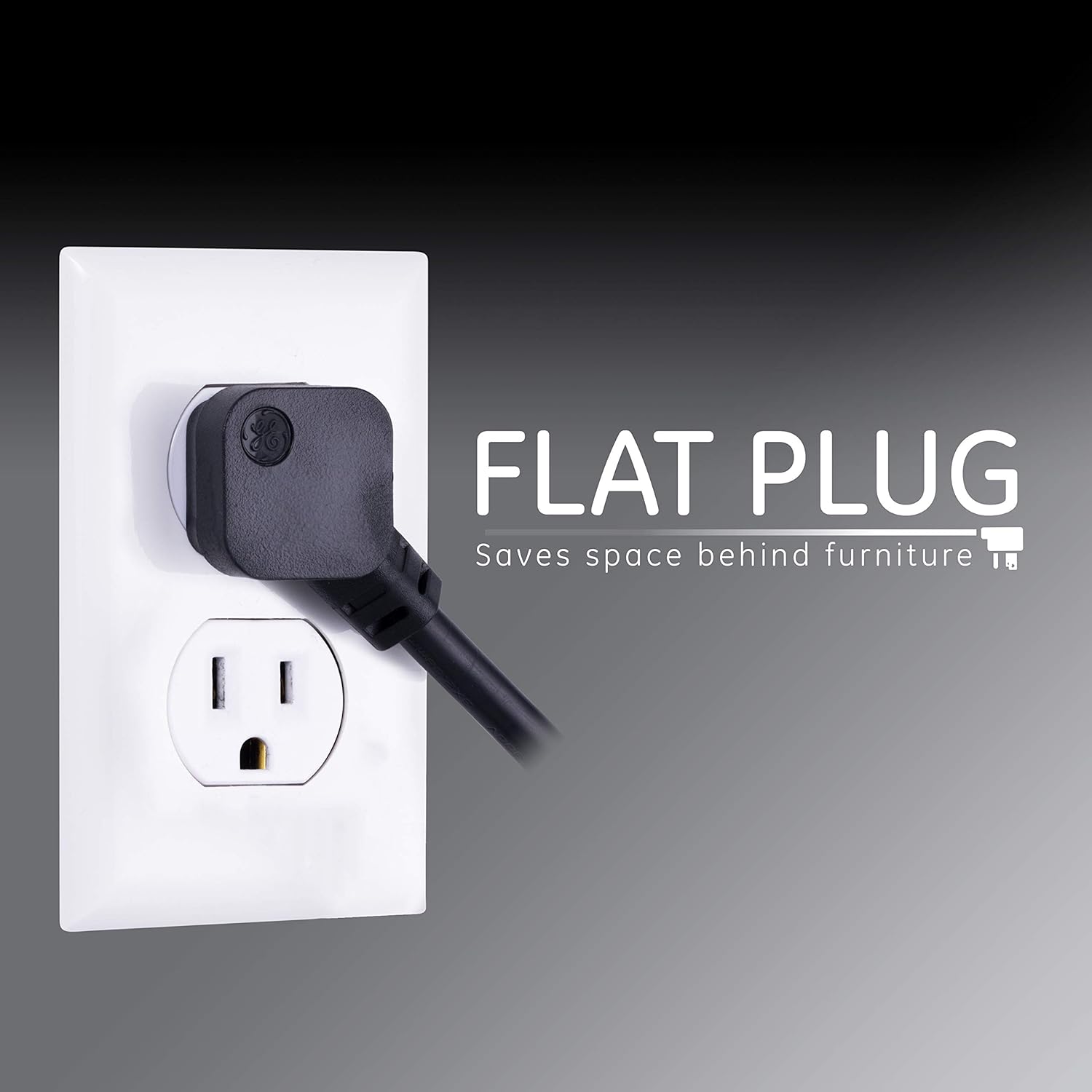 GE Pro 6 Outlet Surge Protector, 2 ft Extension Cord, Power Strip, Flat Plug, Wall Mount, Black, 45170: Electronics