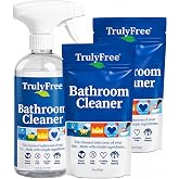 Truly Free Bathroom Cleaner Spray Kit - 16oz + 2 Fills, 3oz ea. | All Natural, Organic Bath &amp; Tile Cleaning Solution for Toilet, Sink, Tub &amp; Shower