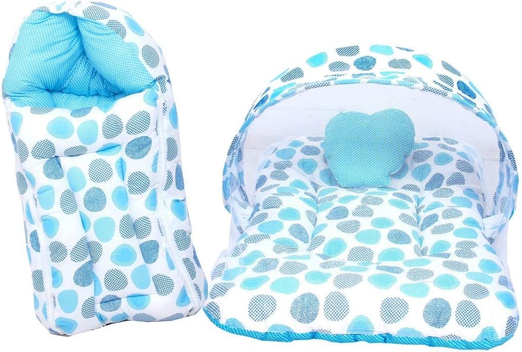 Baby Fly Toddylon Baby Sleeping Bag with Mosquito Net Bed for Baby (0-6 Months) (Blue Polka)