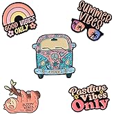 HEYTRCO 5PCS Positive Vibes Enamel Pins Bulk, Cartoon Cute Cool Girly Summer Sleepy Good Lapel Backpack Hat Pin Set, Decorative Crooches Button for Jeans, Jackets, Bags, Dress, Shoes