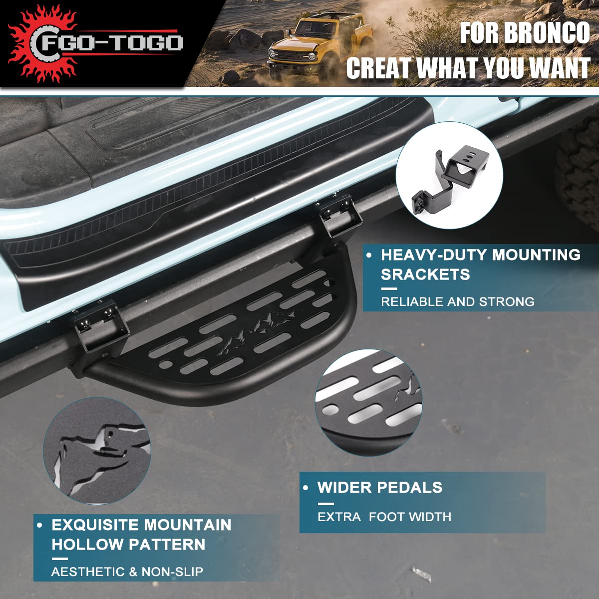 Mua Fgo-togo Heavy Duty Side Steps for Ford Bronco Accessories 2021 ...