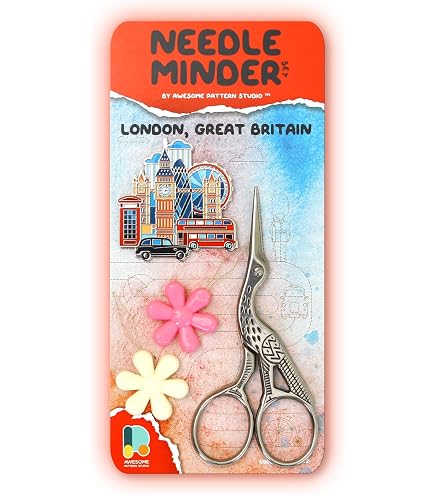 Awesome Pattern Studio Needle Minder Set – Mandala Flamingo Nadelhalter + 2 Einfädler + Schere Für Stickerei