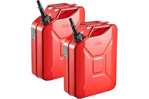 VEVOR Metal Fuel Container, 5.3 Gallon, Fuel Jerry Can with Spout and Comfort Handle, 6 L/min Max Flow Rate, Leakproof & Corr