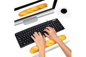 PG6 Soft Toast Bread Baguette Shape Anti-Skid Keyboard Wrist Rest Support for Office,Computer,Laptop& Mac,Slow Bounces Back Foam for Easy Typing & Pain Relief