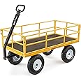 Gorilla Carts Heavy Duty Utility Cart, All Terrain Garden Wheelbarrow Wagon, 1200 Lb, Yellow - Gardening Equipment for Yard, Lawn, and Outdoor Use
