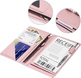 PATIKIL Server Book Organizer Rose Gold Leather Zipper Pocket Restaurant Check view 4