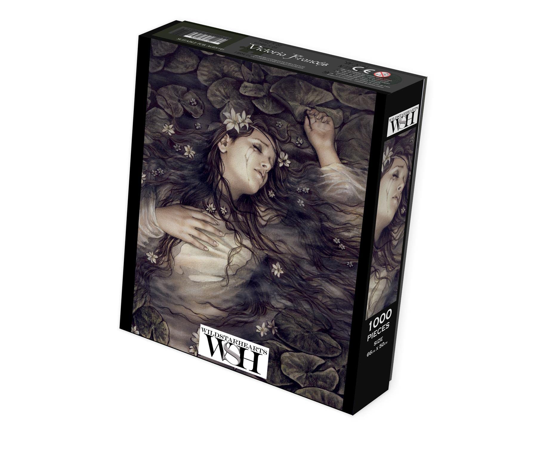 Ophelia 1000 Piece Jigsaw Puzzle, Victoria Frances Artwork Gothic Occult Dark Fantasy Print (Includes Poster Puzzle Guide)