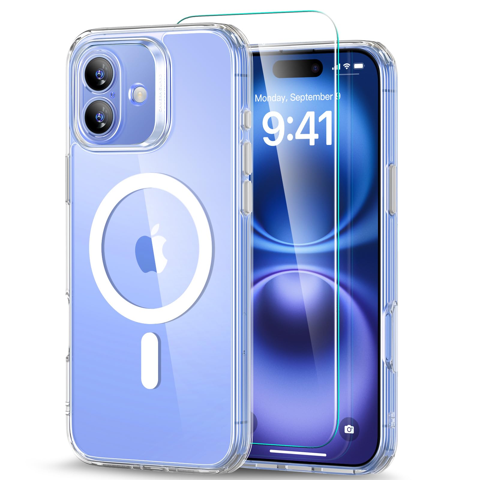 ESR for iPhone 16 Case (4 in 1) Set, Translucent Matte Case, Compatible with MagSafe, Military-Grade Protection, Classic Series,Clear