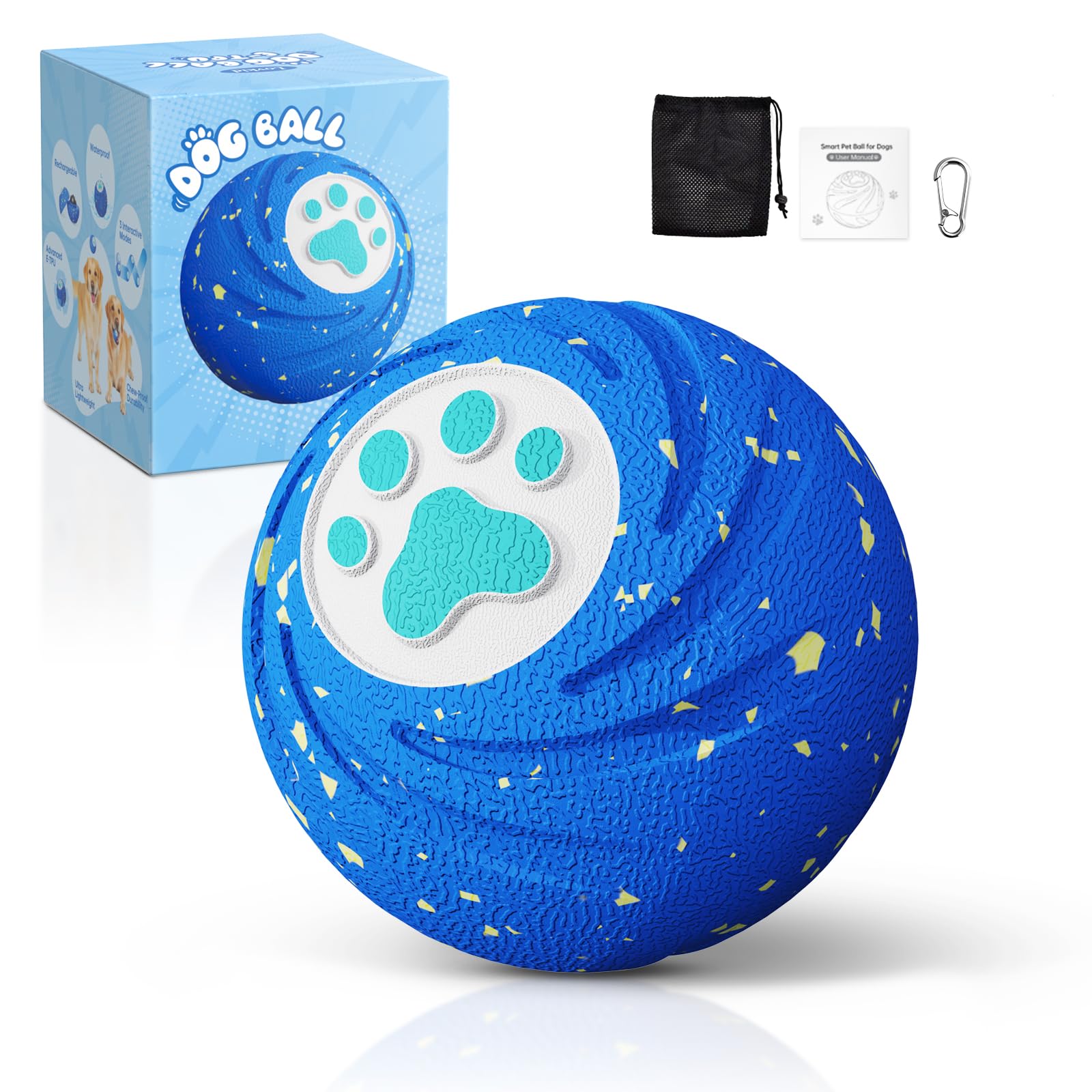 Photo 1 of Interactive Dog Ball for Large Dogs - Dog Toys for Aggressive Chewers to Keep Them Busy, Durable E-TPU Material, 3 Play Modes Automatic Dog Balls for Medium and Large Dogs, Indoor & Outdoor (Blue)