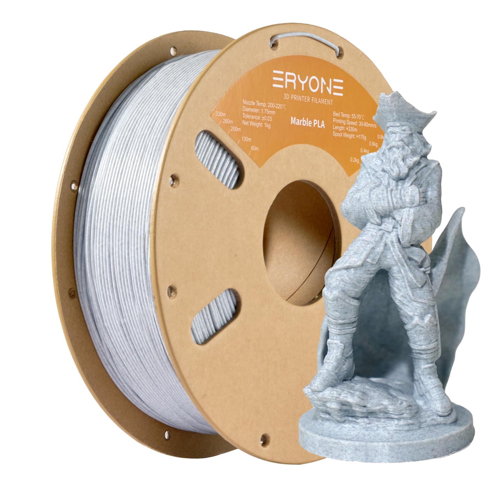 ERYONE Mixed Material PLA Filament 1.75mm +/- 0.03mm, 1kg Spool (2.2LBS) 3D Printer Filament, Marble PLA