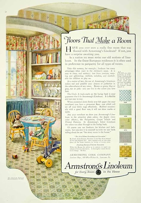 1920 Ad Armstrong Linoleum Children S Room Nursery Toys Flooring