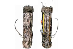 Allnice Durable Canvas Fishing Rod & Reel Organizer Bag Travel Carry Case Bag- Holds 5 Poles & Tackle