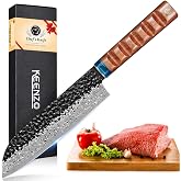 KEENZO Damascus Santoku knife 8 inch,Professional kitchen knives,Sharp Damascus knife,Ergonomic rosewood handle with gift box for Home &amp; Restaurant