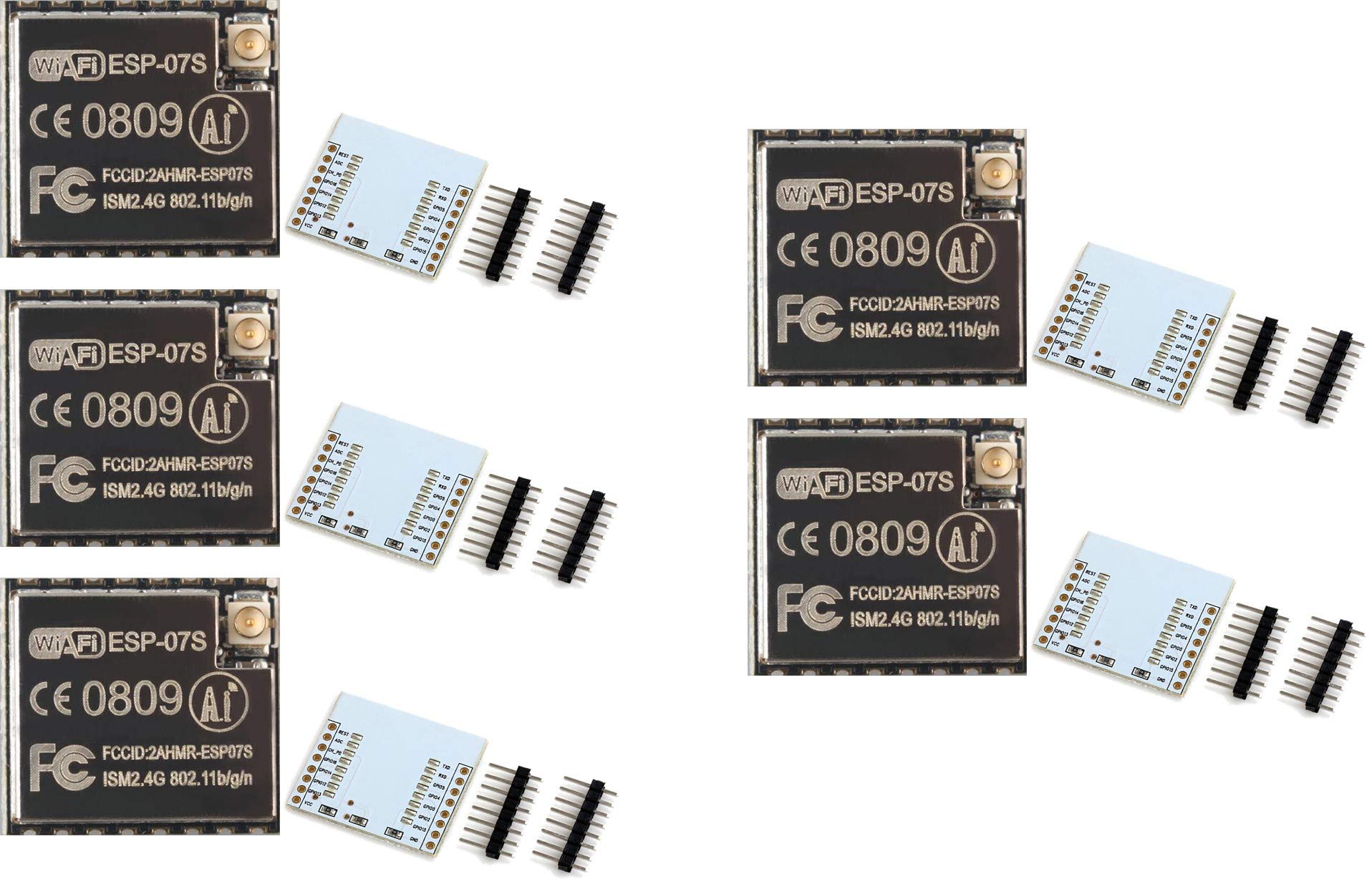 TECNOIOT 5PCS ESP8266 Serial WiFi Transceiver Module (ESP07S)