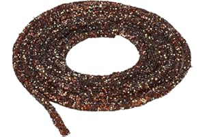 CABODYALS 6MM Brown Glitter Rope Ribbons Sparkle Sequins Round Cord Trimming Glass Rhinestone Tube Sequin String for Jewelry Making Wedding Dresses Costume Decor Clothes Shoes Accessories DIY Crafts