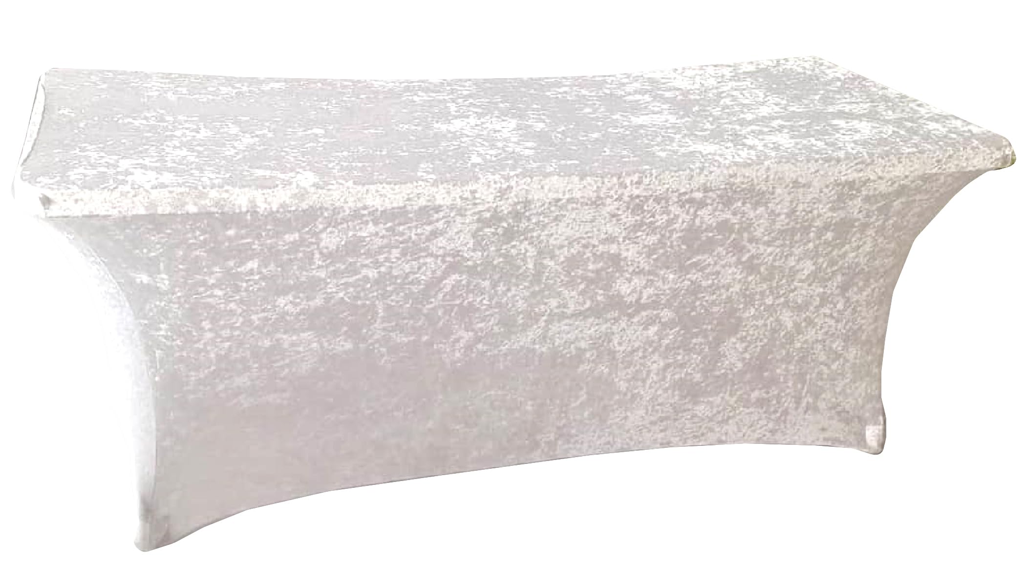 Crushed Velvet Stretch Tablecloth for 6ft Rectangular Tabls (183 x 75 x 75 cm) stretch velour (White)