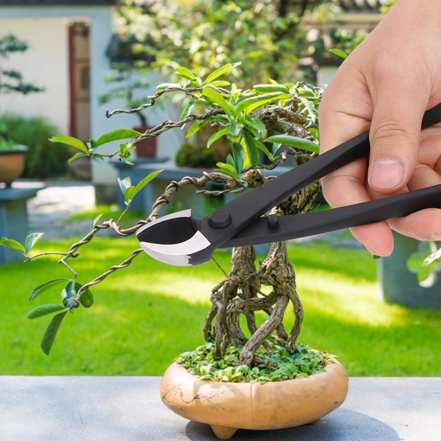 Oumefar 8.1inch Manganese Steel Manual Branch Concave Cutter Garden Bonsai Cutter Tool Knob Branch Cutter Blade Round Concave Root Cutters - Image 4