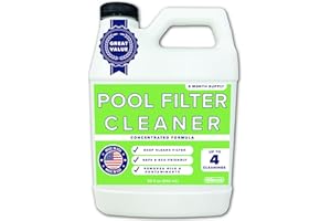 TILLBROOK Pool Filter Cleaner - 6 MONTH SUPPLY - 2 to 4 Uses - 32 oz Concentrated Pool Cartridge Filter Cleaner - Removes Dirt, Grease, Oil - No Foam or Residue - Soak & Spray Cleaner - Safe, Natural, Effective