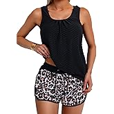 Aidonger Tankini Swimsuit for Women Modest Two Piece Bathing Suit Scoop Neck Swim Suits with Boy Shorts