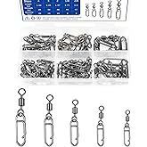 55Pcs High Strength Fishing Swivels, Stainless Steel Speed Clips with Barrel Swivels, Saltwater/Freshwater Snaps Swivel Change Quick Clips Snap Black Nickel