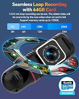 Kussla 3 Channel Dash Cam Front Inside Rear 1080P 64GB Night Vision G-Sensor view 4
