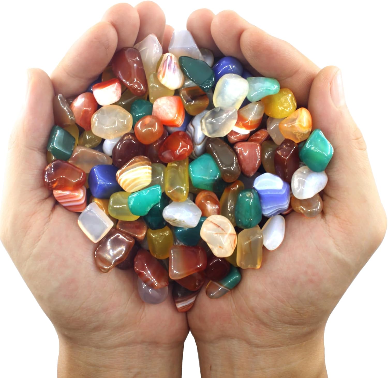 Indoor Fountains & Accessories - ENIXWH Natural Colorful Crystals Agate Gemstones, Crystals and Stones, 0.39-0.78 Inches, 1 lb, Polished Stones Tumbled Stones Colored Rocks Bulk Crystals Tumbled Stones and Crystals Bulk Approx. 180